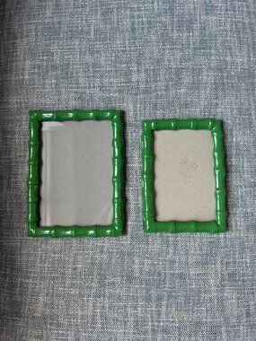 Set of 2 Two's Company Bamboo Picture Frames | Countryside Green | 4x6 & 5x7
